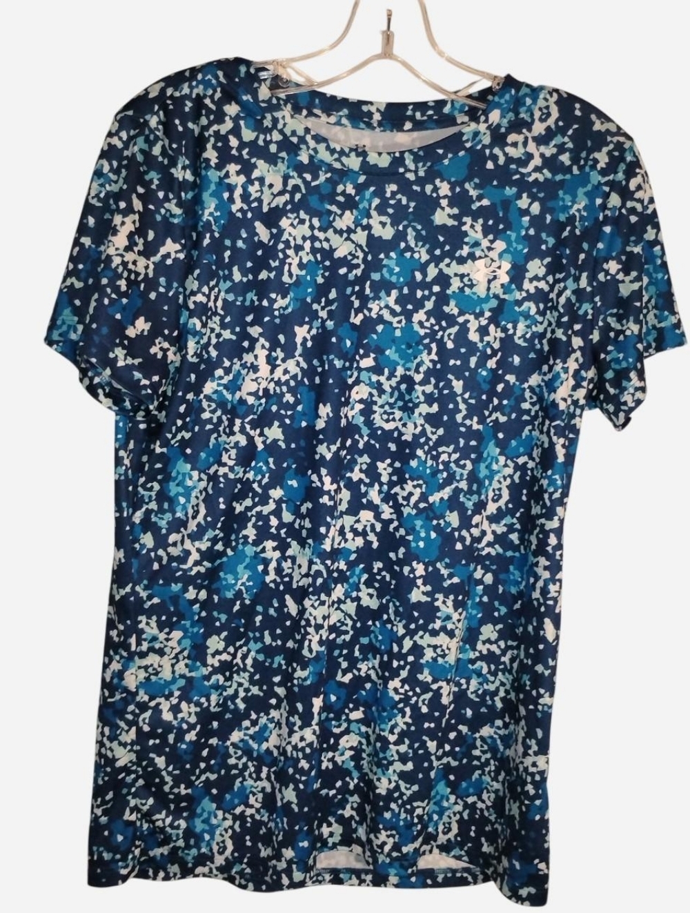 Under Armour Women's Velocity Terazzo SS Shirt - Blue/Teal Digital Print_ Size L - Picture 8 of 8